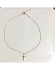 Prosty srebrny/złoty kolor krzyż naszyjnik i wisiorek kobiety moda biżuteria minimalistyczny Tiny choker łańcuszek naszyjniki ko