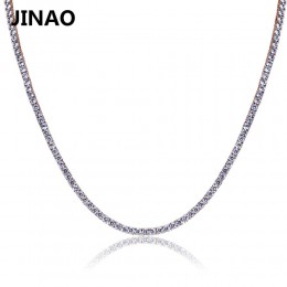 JINAO złoty/srebrny/różany złoty kolor mrożony łańcuch Hip Hop miedź Micro Pave CZ Stone2.5-10mm naszyjnik łańcuch tenisowy