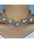 Iced out bling cz Miami kubański łańcuszek z łańcuszkiem motyl naszyjnik typu choker z charmsami hip-hopowa biżuteria damska