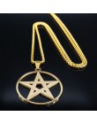 Czary Pentagram ze stali nierdzewnej stalowy łańcuch naszyjniki dla mężczyzn złoty kolor naszyjniki wisiorki biżuteria cadenas p