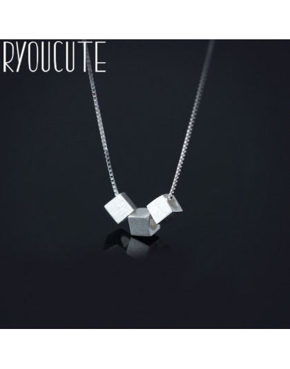 RYOUCUTE 100% prawdziwa czysta 925 Sterling Silver biżuteria w stylu Vintage koreański, z długimi trzy Cube pudełko na naszyjnik