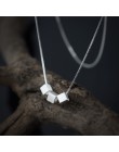 RYOUCUTE 100% prawdziwa czysta 925 Sterling Silver biżuteria w stylu Vintage koreański, z długimi trzy Cube pudełko na naszyjnik