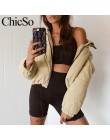 MissyChilli Casual dół kurtka typu parka kobiety płaszcz zimowy kobiet khaki streetwear krótki płaszcz odzież na śnieg sztruks c