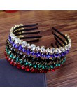 Gorgeous Bing peruki imprezowe biżuteria czerwony zielony czarny niebieski kryształowy kamień Hairbands Rhinestone Diamante pałą