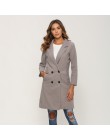 Kobiety jesienno-zimowy wełniany płaszcz z długim rękawem skręcić w dół kołnierz Oversize blezer Jacket eleganckie płaszcze Loos