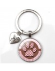 Moda cute animal paw print brelok kot pies kocham szklany wisiorek mini serce brelok car key man girl ulubiony prezent pamiątka