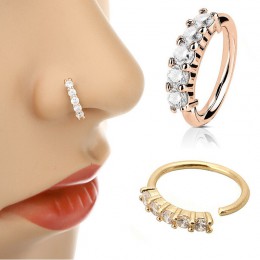 1 sztuk Piercing kolczyk w nosie Expander Seamless Segment ucho nos obręcze złoty kolor Cz Tragus kolczyki na chrząstkę nozdrza 