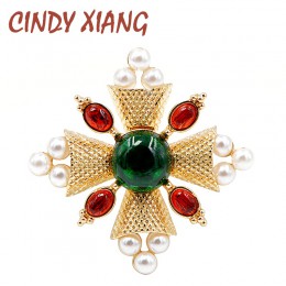 Cindy xiang New Arrival 2018 moda Pearl barokowy broszki Pin krzyż broszki dla kobiet płaszcz akcesoria biżuteria w stylu Vintag