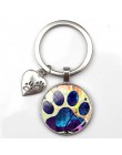 Moda cute animal paw print brelok kot pies kocham szklany wisiorek mini serce brelok car key man girl ulubiony prezent pamiątka