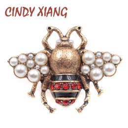 Cindy xiang New Fashion Pearl broszka pszczoła dla kobiet Antique złoty kolor broszka Pin Vintage Style biżuteria wysokiej jakoś