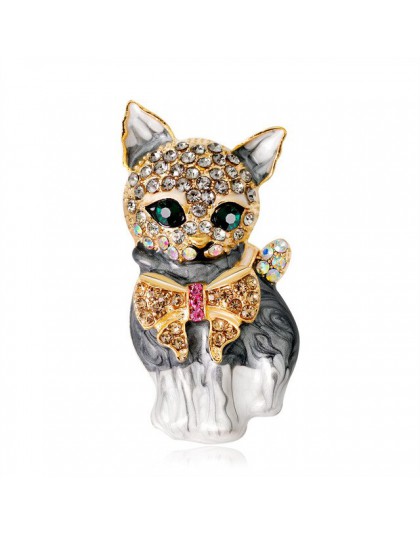 CINDY XIANG emalia broszki z kotami dla kobiet moda Rhinestone elegancki Kitty broszka Pin zwierząt Pin wysokiej jakości nowy 20