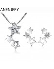 ANENJERY 925 Sterling Silver Jewelry Sets prosta cyrkonia gwiazda naszyjnik + kolczyki dla kobiet dziewczyna prezent