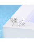 ANENJERY 925 Sterling Silver Jewelry Sets prosta cyrkonia gwiazda naszyjnik + kolczyki dla kobiet dziewczyna prezent