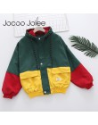 Jocoo Jolee Color Block sztruks z długim rękawem kobiety kurtka Patchwork sznurek Hit kolorowy jesienna kurtka Plus Size kobiet 