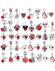 2 sztuk/partia oferta specjalna czerwony szczęście kot i Mickey koraliki Charms Fit Pandora bransoletka i naszyjniki dla kobiet 