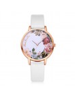 Moda damski zegarek dziewczyny dorywczo kwiat Dial skórzany pasek zegarki kwarcowe zegary damskie Montre Femme Relogio Feminino 