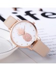 Moda 2020 kobiet mężczyzn ananas Faux Leather analogowy zegarek kwarcowy damski zegarek kwarcowy zegarek damski reloj mujer Q