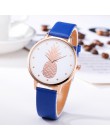 Moda 2020 kobiet mężczyzn ananas Faux Leather analogowy zegarek kwarcowy damski zegarek kwarcowy zegarek damski reloj mujer Q