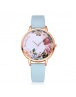 Moda damski zegarek dziewczyny dorywczo kwiat Dial skórzany pasek zegarki kwarcowe zegary damskie Montre Femme Relogio Feminino 