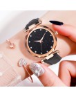 Top zegarki kobiet mody zegarka 2019 pasek zegarka Pu bransoletka Femme Montre gwiaździste niebo sukienka Rhinestone damskie Zeg