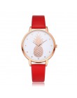 Moda 2020 kobiet mężczyzn ananas Faux Leather analogowy zegarek kwarcowy damski zegarek kwarcowy zegarek damski reloj mujer Q