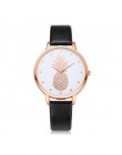 Moda 2020 kobiet mężczyzn ananas Faux Leather analogowy zegarek kwarcowy damski zegarek kwarcowy zegarek damski reloj mujer Q