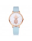 Moda 2020 kobiet mężczyzn ananas Faux Leather analogowy zegarek kwarcowy damski zegarek kwarcowy zegarek damski reloj mujer Q