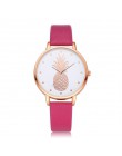 Moda 2020 kobiet mężczyzn ananas Faux Leather analogowy zegarek kwarcowy damski zegarek kwarcowy zegarek damski reloj mujer Q