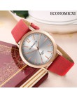 Zegarek damski damski skórzany pasek zegarki Casual kwarcowy analogowy okrągła tarcza Wrist Watch prezenty Relojes Para Mujer By