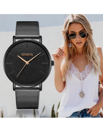 Genewa damski zegarek 2019 moda damska zegarki dla kobiet różowe złoto zegarek kobiety prosta bransoletka Montre Femme 2019 Relo