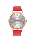 Zegarek damski damski skórzany pasek zegarki Casual kwarcowy analogowy okrągła tarcza Wrist Watch prezenty Relojes Para Mujer By