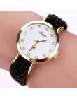 Drop Shipping moda kobiety złoto plecione skórzane Wrist Watch dla kobiet panie gwiazda kryształ luksusowy kryształ kwarcowy zeg