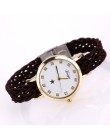 Drop Shipping moda kobiety złoto plecione skórzane Wrist Watch dla kobiet panie gwiazda kryształ luksusowy kryształ kwarcowy zeg