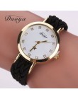 Drop Shipping moda kobiety złoto plecione skórzane Wrist Watch dla kobiet panie gwiazda kryształ luksusowy kryształ kwarcowy zeg