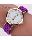 Drop Shipping moda kobiety złoto plecione skórzane Wrist Watch dla kobiet panie gwiazda kryształ luksusowy kryształ kwarcowy zeg