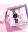 Casual kobiety zegarki zestaw bransoletek Starry Sky bransoletka damska zegarek skórzany zegarek kwarcowy na rękę zegar reloj mu