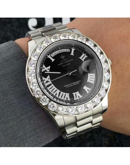 Damskie zegarki Top marka luksusowe kobiety zegarki duży diament mężczyźni Wrist Watch Quartz Ro'le zegar reloj mujer relogio fe