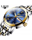 LIGE zegarki damskie prosty zegar ze stali nierdzewnej Casual Fashion Watch kobiety Sport zegarek wodoodporny Ladies Relogio Fem