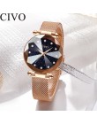 CIVO Fashion Luxury Ladies zegarek kryształowy wodoodporny stal z różowego złota Mesh zegarki kwarcowe damskie Top markowy zegar