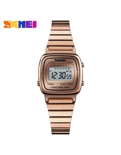 SKMEI moda Sport Watch kobiety najlepsze marki luksusowe 3Bar wodoodporne zegarki damskie mała tarcza cyfrowy zegarek Relogio Fe