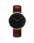 Simple Style Quartz Clock No Logo Ultra-thin Military Army Leather Watches