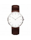 Simple Style Quartz Clock No Logo Ultra-thin Military Army Leather Watches