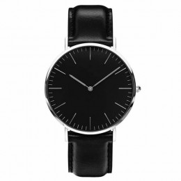 Simple Style Quartz Clock No Logo Ultra-thin Military Army Leather Watches