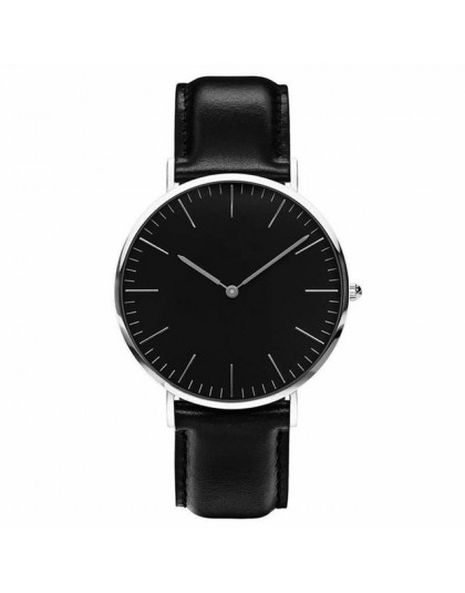 Simple Style Quartz Clock No Logo Ultra-thin Military Army Leather Watches