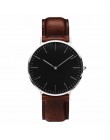 Simple Style Quartz Clock No Logo Ultra-thin Military Army Leather Watches