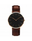 Simple Style Quartz Clock No Logo Ultra-thin Military Army Leather Watches