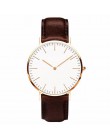 Simple Style Quartz Clock No Logo Ultra-thin Military Army Leather Watches