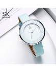 SHENGKE nowy Skyblue klamra do skórzanego paska kobiet zegarki 38 MM duży Top marka prosta tarcza zegarek kwarcowy luksusowe pan