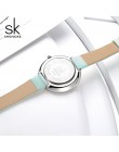 SHENGKE nowy Skyblue klamra do skórzanego paska kobiet zegarki 38 MM duży Top marka prosta tarcza zegarek kwarcowy luksusowe pan