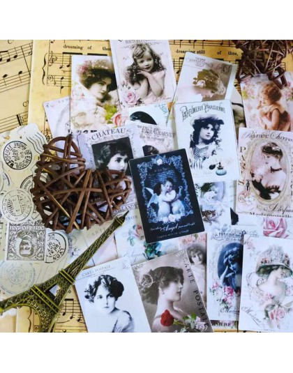 20-50 sztuk Vintage Victoria dziewczyna znaczek pocztowy pieczęć naklejki dziennik materiał Diy Ablum Diary Scrapbooking etykiet